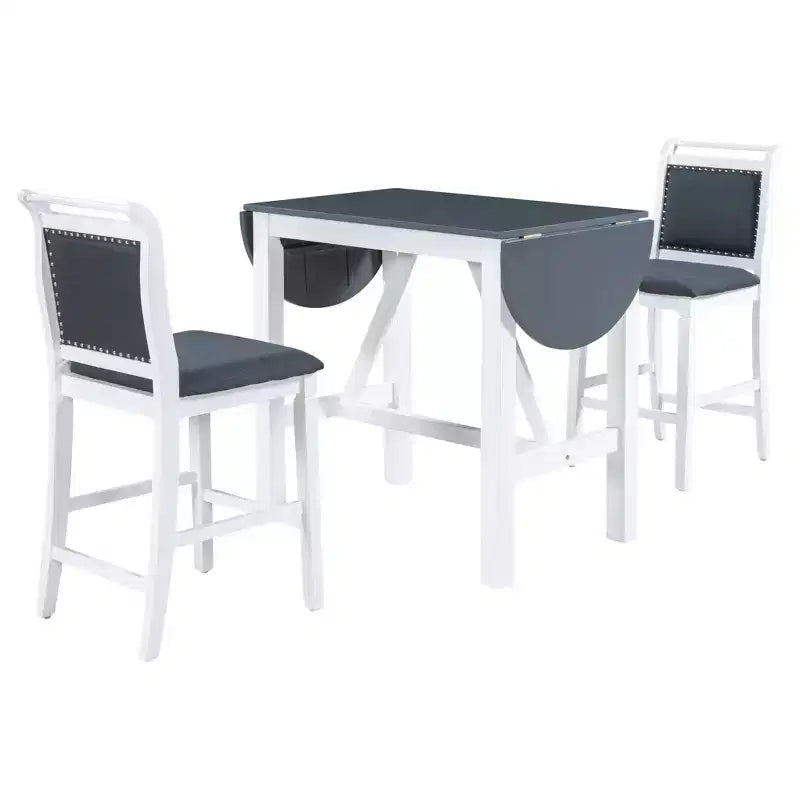 Ensemble de salle à manger 3 pièces, table à abattants extensibles avec 2 chaises, ensemble table de cuisine en bois d'hévéa robuste peu encombrant pour 2 personnes, maison, restaurant