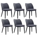 6-Piece dining chair set with soft cushions & sturdy wooden legs. Ideal for dining rooms, kitchens, living rooms - dark grey