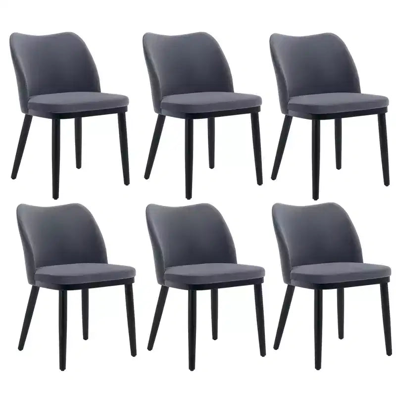 6-Piece dining chair set with soft cushions & sturdy wooden legs. Ideal for dining rooms, kitchens, living rooms - dark grey