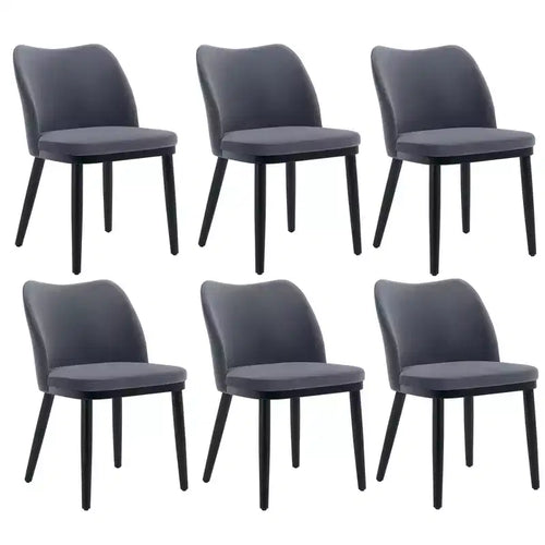 6-Piece dining chair set with soft cushions & sturdy wooden legs. Ideal for dining rooms, kitchens, living rooms - dark grey