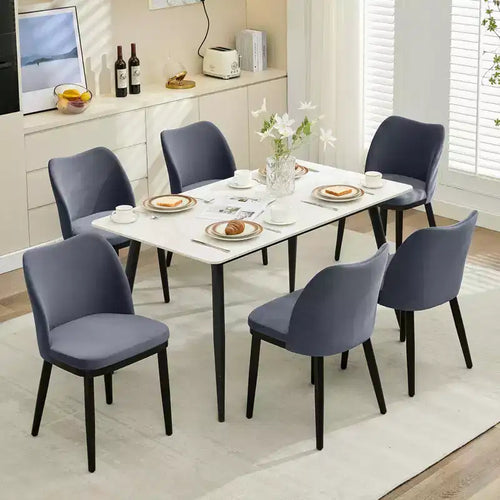 Lot de 6 chaises de salle à manger avec coussins moelleux et pieds en bois robustes. Idéales pour les salles à manger, les cuisines, les salons - gris foncé