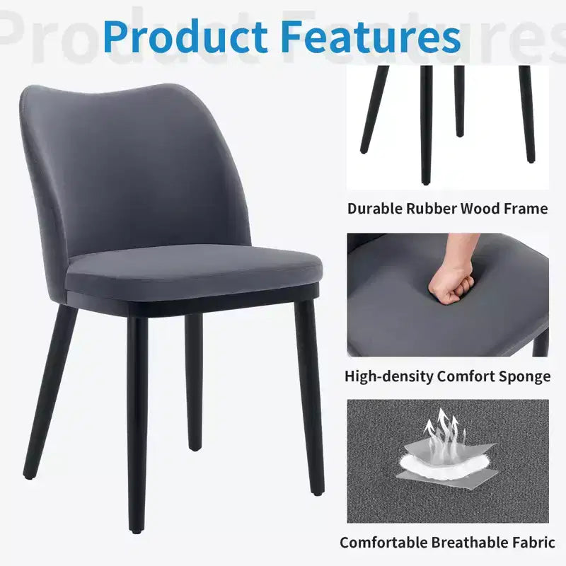 Lot de 6 chaises de salle à manger avec coussins moelleux et pieds en bois robustes. Idéales pour les salles à manger, les cuisines, les salons - gris foncé