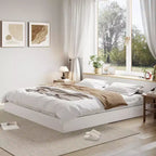 Lit plateforme en bois King Size avec lattes de soutien, sans tête de lit, sans sommier tapissier, autoportant, finition noyer