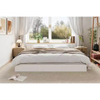 Lit plateforme en bois King Size avec lattes de soutien, sans tête de lit, sans sommier tapissier, autoportant, finition noyer
