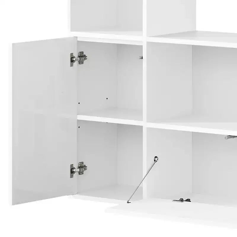 Étagère Bibliothèque en Forme de U à 4 Niveaux, Château, avec Meuble et Lumière LED, Organisateur de Rangement Cubique Blanc