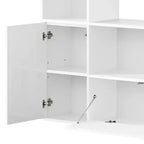 Étagère Bibliothèque en Forme de U à 4 Niveaux, Château, avec Meuble et Lumière LED, Organisateur de Rangement Cubique Blanc