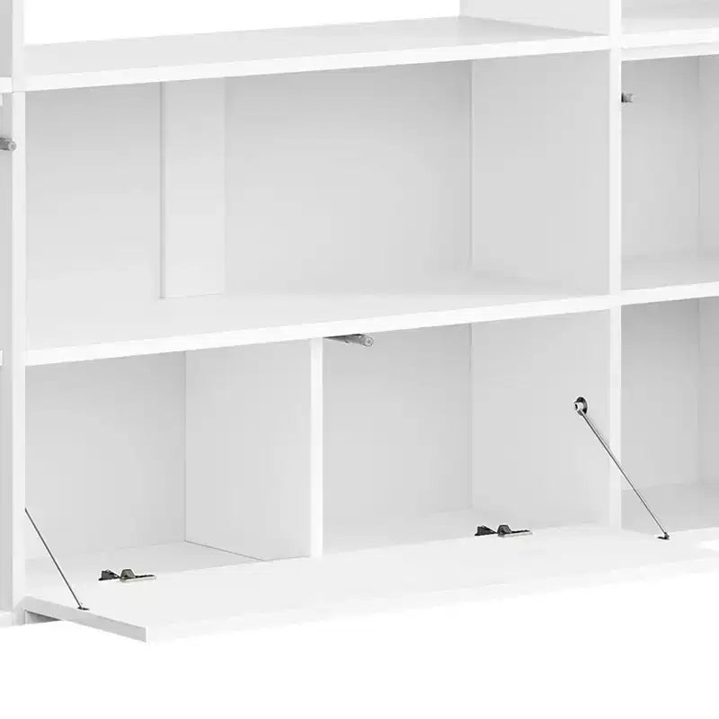 Étagère Bibliothèque en Forme de U à 4 Niveaux, Château, avec Meuble et Lumière LED, Organisateur de Rangement Cubique Blanc