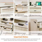 Table de chevet en rotin, 2 tiroirs, lot de 2, table de chevet moderne avec station de charge pour chambre à coucher et salon