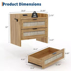 Table de chevet en rotin, 2 tiroirs, lot de 2, table de chevet moderne avec station de charge pour chambre à coucher et salon