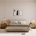 Table de chevet en rotin, 2 tiroirs, lot de 2, table de chevet moderne avec station de charge pour chambre à coucher et salon