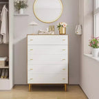 Commode de chambre à 5 tiroirs, commode haute rustique en bois de 111 cm avec poignées-barres, design vintage pour chambre à coucher, salon, couloir