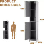 Acekool Armoire de rangement autoportante de 170 cm de haut, portes doubles résistantes à l'eau, étagères réglables, organisateur pour salle de bain ou cuisine