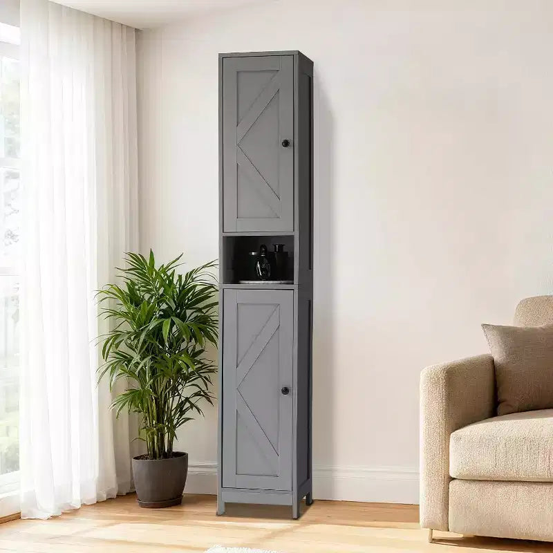 Acekool Armoire de rangement autoportante de 170 cm de haut, portes doubles résistantes à l'eau, étagères réglables, organisateur pour salle de bain ou cuisine