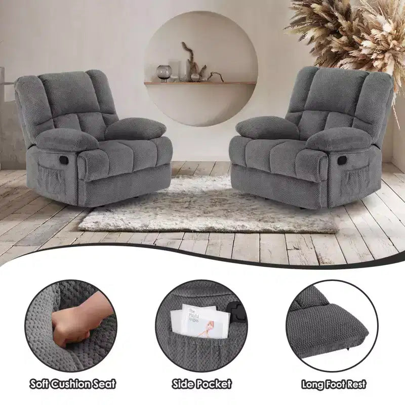 Fauteuil inclinable à bascule TUYOHW pour adultes, fauteuil de salon avec 3 modes de relaxation, fauteuil pour salon, chambre, bureau, capacité de 150 kg