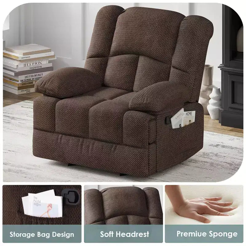 Fauteuil inclinable à bascule TUYOHW pour adultes, fauteuil de salon avec 3 modes de relaxation, fauteuil pour salon, chambre, bureau, capacité de 150 kg