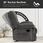 Fauteuil inclinable à bascule TUYOHW pour adultes, fauteuil de salon avec 3 modes de relaxation, fauteuil pour salon, chambre, bureau, capacité de 150 kg