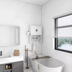 Meuble Mural de Salle de Bain sumyeg avec Portes, Étagère Réglable, Porte-Serviettes et Porte-Papier