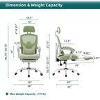 Chaise de bureau ergonomique TUYOHW avec repose-pieds rétractable, chaise de jeu avec coussin de soutien lombaire et accoudoirs rembourrés, chaise pivotante pour le bureau