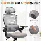 Chaise de bureau ergonomique à dossier haut TUYOHW avec support lombaire réglable, chaise de jeu avec accoudoirs relevables, chaise d'ordinateur en maille pour la maison, le bureau