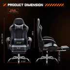 Chaise de jeu ergonomique TUYOHW avec repose-pieds, fauteuil inclinable en cuir PU avec appuie-tête et accoudoir fixe, chaise d'ordinateur pour le bureau et l'étude