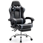 Chaise de jeu ergonomique TUYOHW avec repose-pieds, fauteuil inclinable en cuir PU avec appuie-tête et accoudoir fixe, chaise d'ordinateur pour le bureau et l'étude