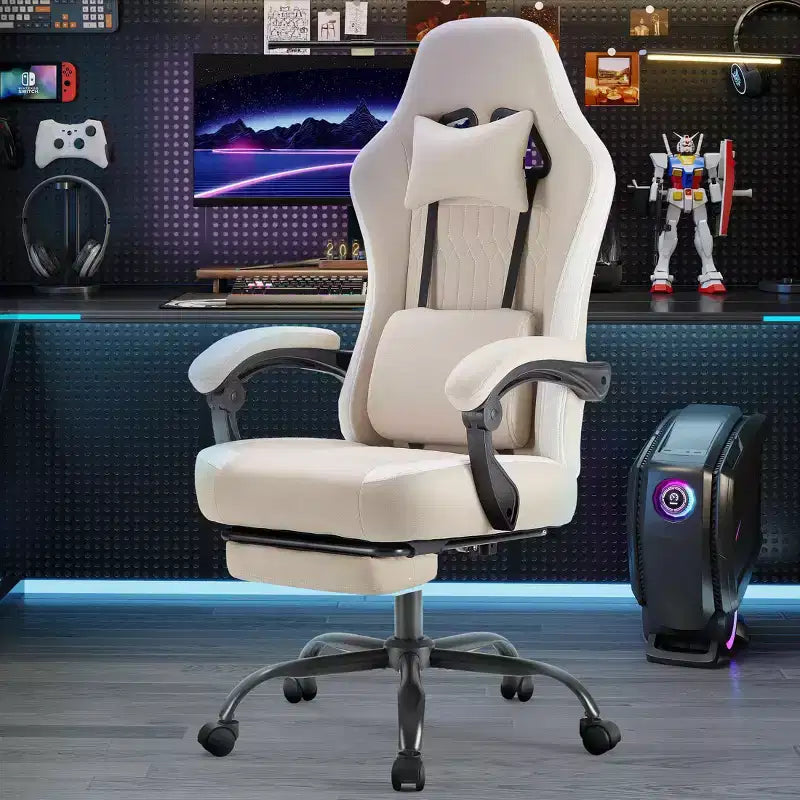 Chaise de bureau ergonomique TUYOHW avec accoudoirs rembourrés, chaise de jeu avec support lombaire, chaise roulante pivotante avec roulettes pour la maison, le bureau