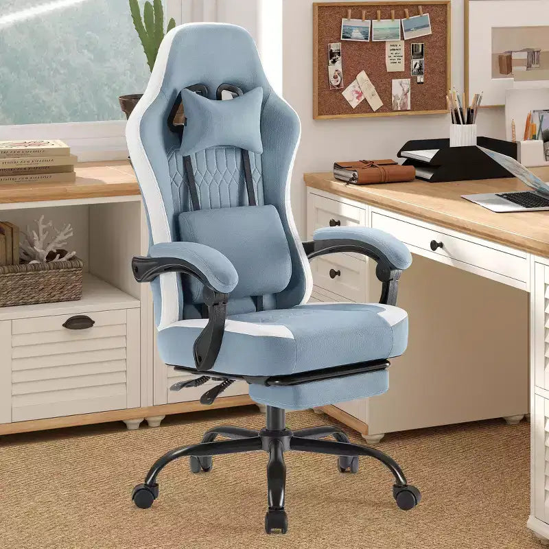 Chaise de bureau ergonomique TUYOHW avec accoudoirs rembourrés, chaise de jeu avec support lombaire, chaise roulante pivotante avec roulettes pour la maison, le bureau
