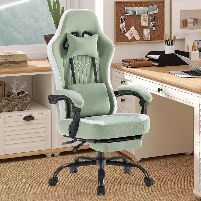 Chaise de bureau ergonomique TUYOHW avec accoudoirs rembourrés, chaise de jeu avec support lombaire, chaise roulante pivotante avec roulettes pour la maison, le bureau