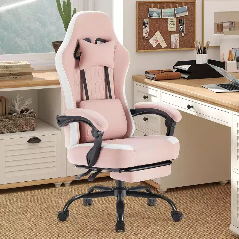Chaise de bureau ergonomique TUYOHW avec accoudoirs rembourrés, chaise de jeu avec support lombaire, chaise roulante pivotante avec roulettes pour la maison, le bureau