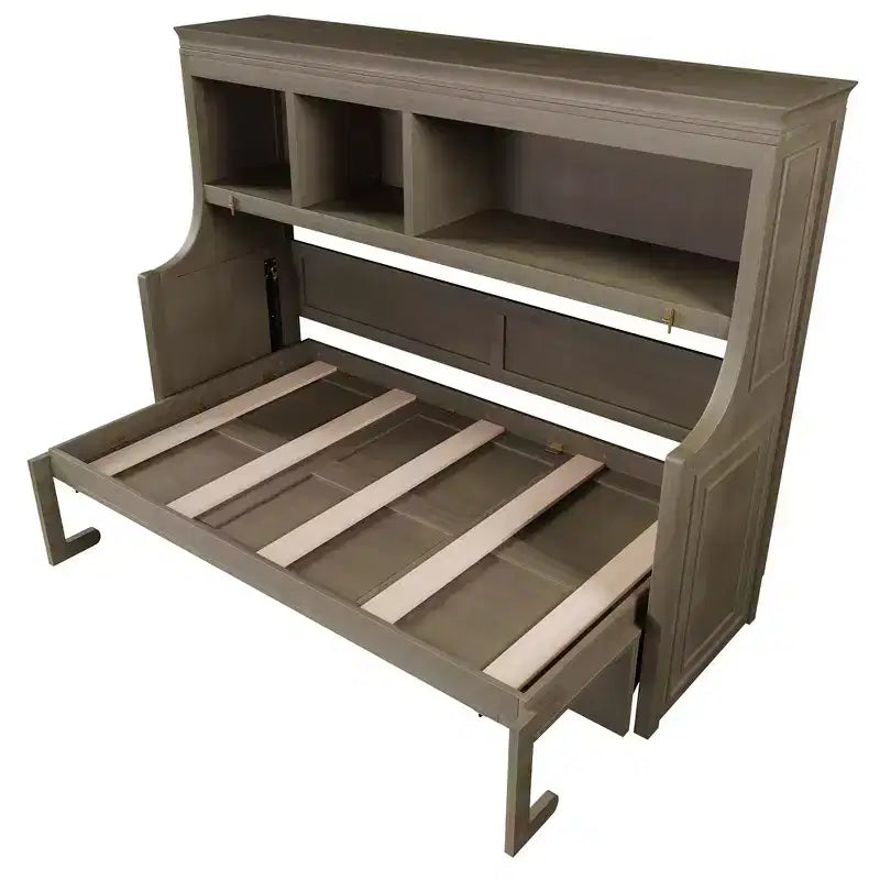 Lit escamotable double Whisen Elegant avec bureau et étagères de rangement