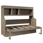 Lit escamotable double Whisen Elegant avec bureau et étagères de rangement