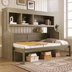 Lit escamotable double Whisen Elegant avec bureau et étagères de rangement
