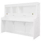 Lit escamotable double Whisen Elegant avec bureau et étagères de rangement