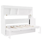 Lit escamotable double Whisen Elegant avec bureau et étagères de rangement