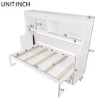 Lit escamotable double Whisen Elegant avec bureau et étagères de rangement