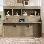 Lit escamotable double Whisen Elegant avec bureau et étagères de rangement