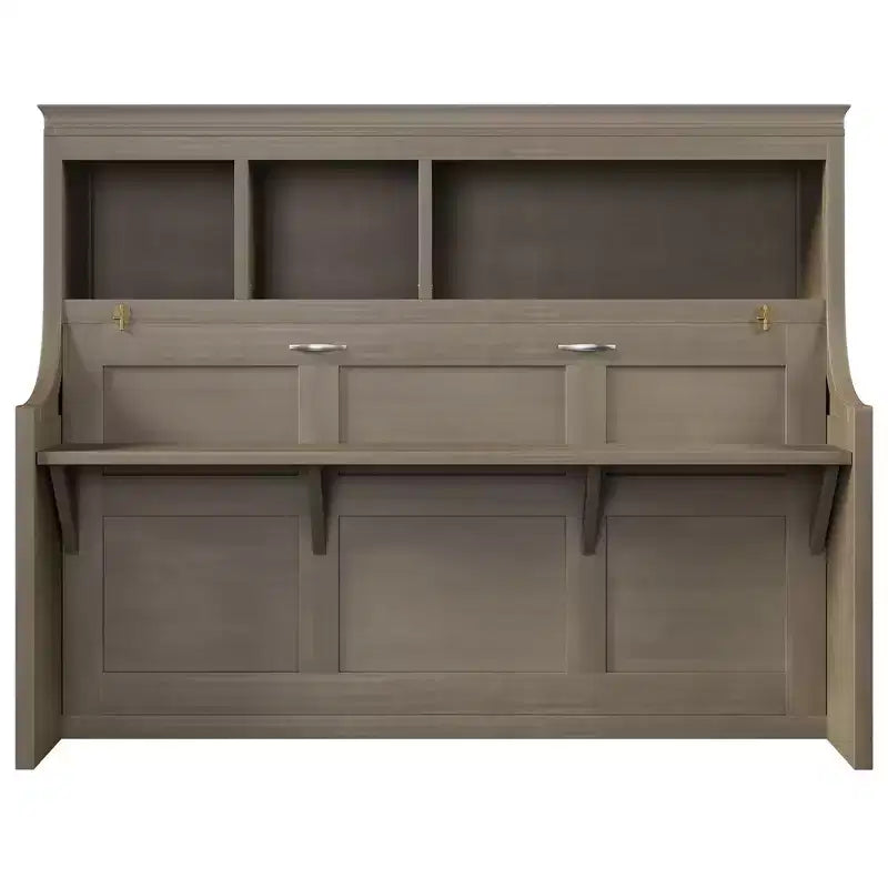 Lit escamotable double Whisen Elegant avec bureau et étagères de rangement