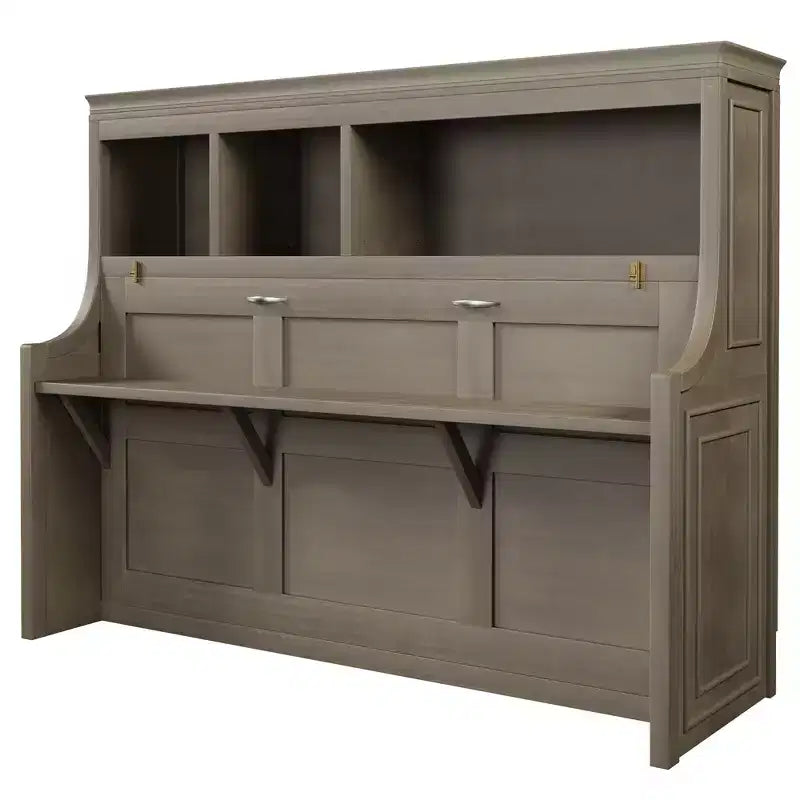 Lit escamotable double Whisen Elegant avec bureau et étagères de rangement