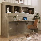 Whisen Elegant Twin Size Murphy Bed with Desk and Storage Shelves