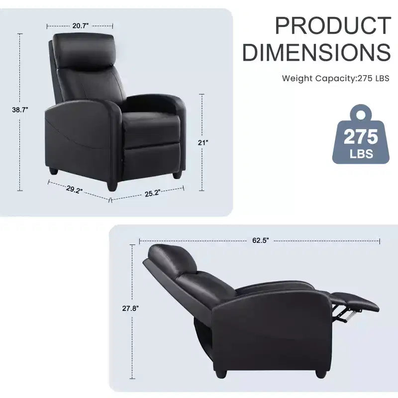Fauteuil inclinable Zeus & Ruta avec poches latérales, réglable de 90 à 160°, et éponge haute résilience