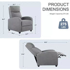 Fauteuil inclinable Zeus & Ruta avec poches latérales, réglable de 90 à 160°, et éponge haute résilience