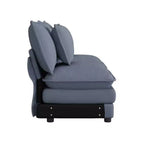 MAYEERTY 141.6 Canapé modulaire moderne en velours côtelé avec quatre oreillers pour salon bleu