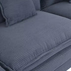 MAYEERTY 141.6 Canapé modulaire moderne en velours côtelé avec quatre oreillers pour salon bleu