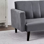 Canapé-lit futon convertible en velours Whisen 72, lit double ou simple – Gris