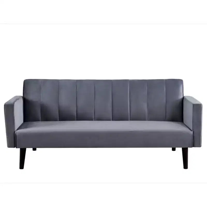 Canapé-lit futon convertible en velours Whisen 72, lit double ou simple – Gris