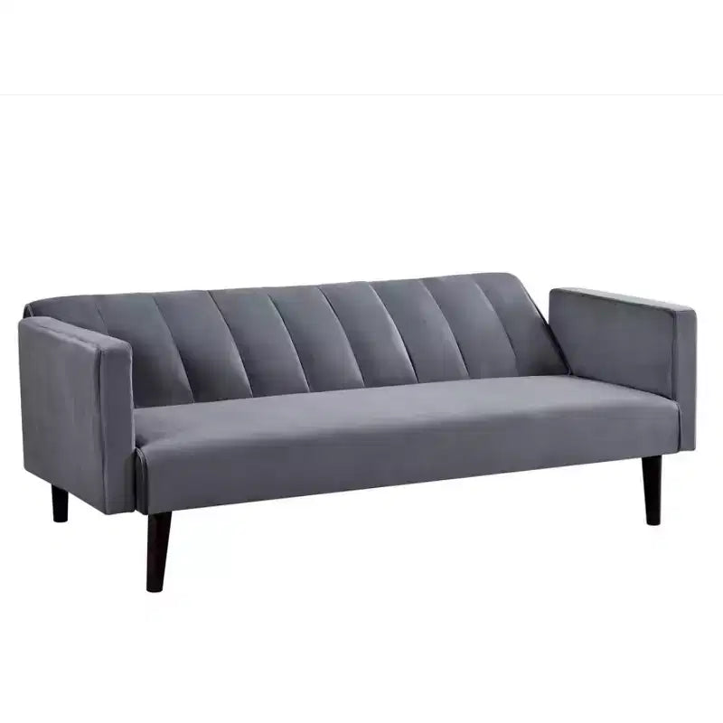 Canapé-lit futon convertible en velours Whisen 72, lit double ou simple – Gris