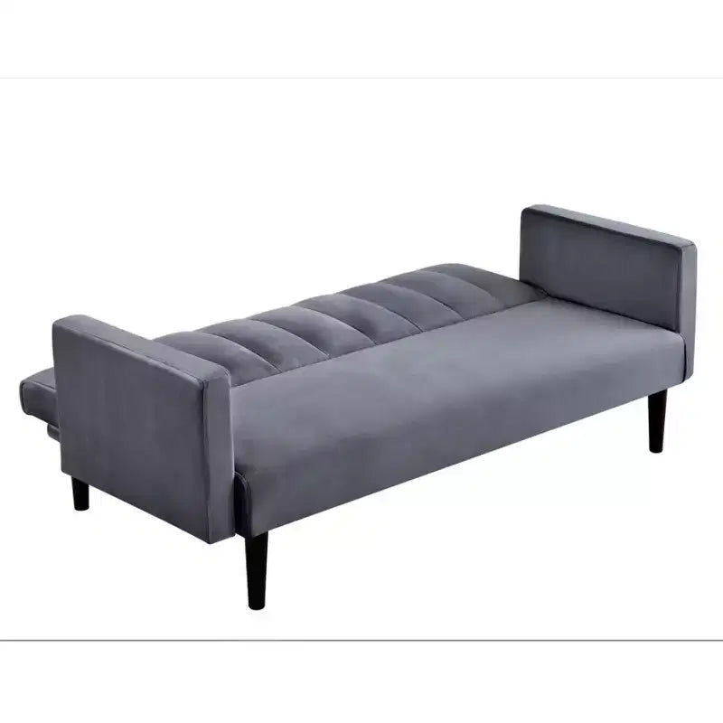 Canapé-lit futon convertible en velours Whisen 72, lit double ou simple – Gris