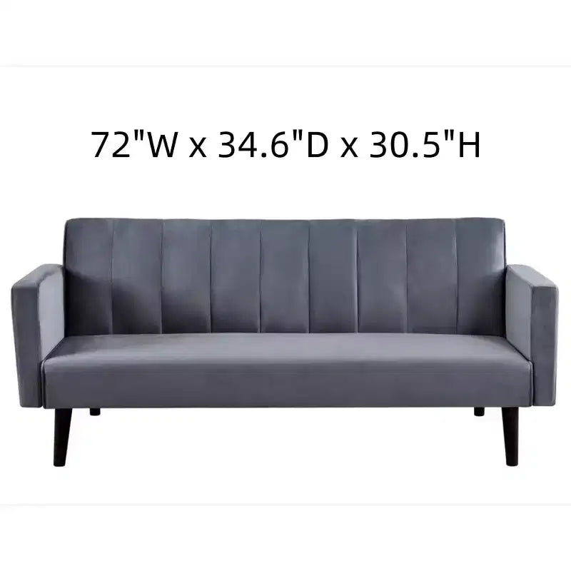 Canapé-lit futon convertible en velours Whisen 72, lit double ou simple – Gris