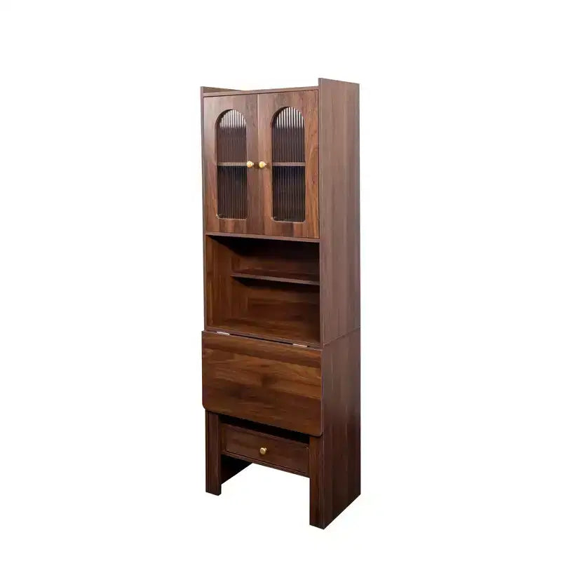 JVNOXK Bureau convertible pliable de 23 pouces avec étagère et tiroir de rangement, poste de travail multifonctionnel pour bureau à domicile, finition noyer