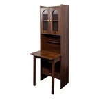 JVNOXK Bureau convertible pliable de 23 pouces avec étagère et tiroir de rangement, poste de travail multifonctionnel pour bureau à domicile, finition noyer